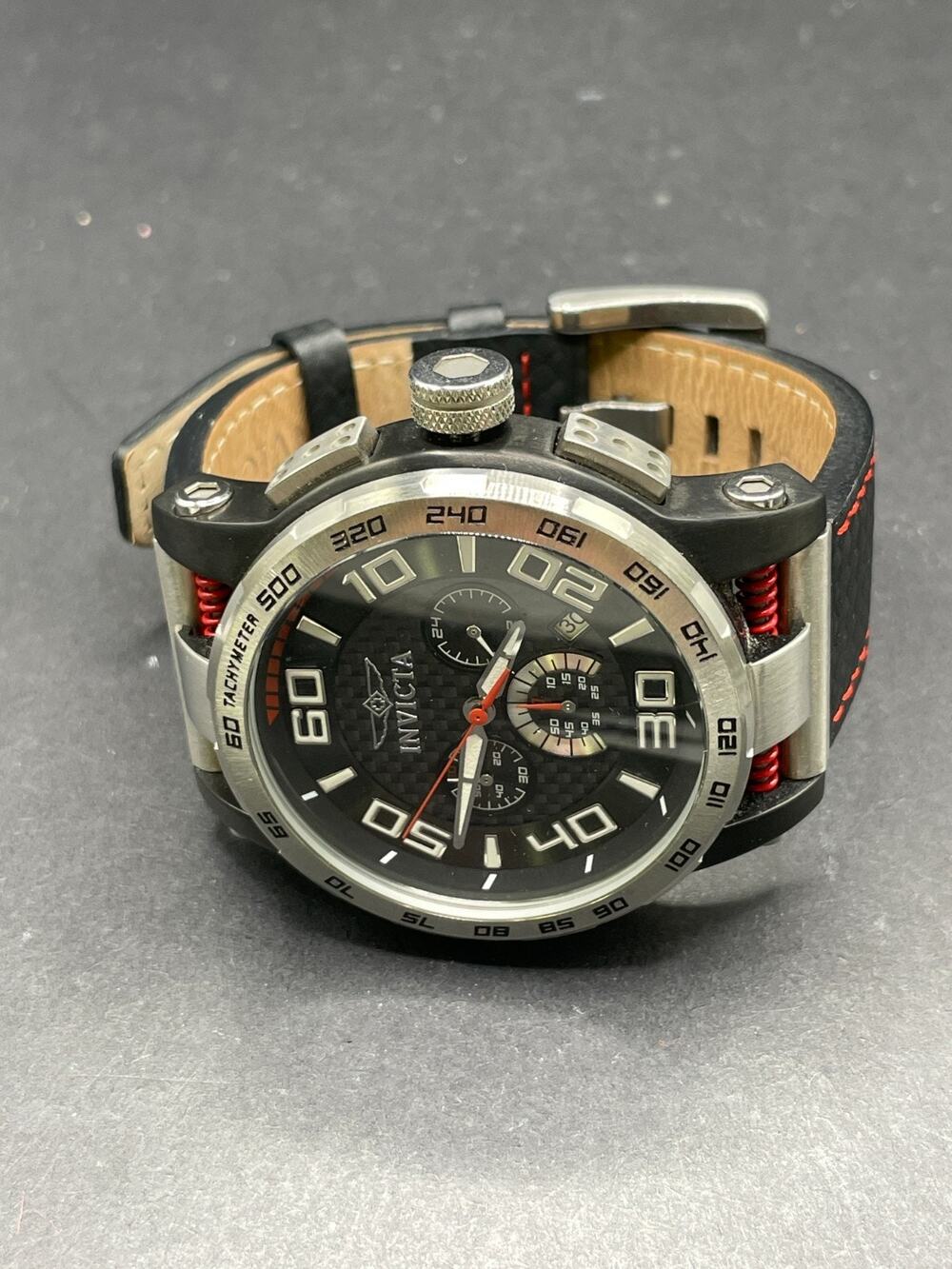 Invicta Men's 15903 S1 Rally Quartz Chronograph Black Dial Watch Leather Band